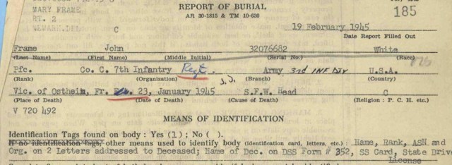Private 1st Class John Frame&nbsp;(1915–1945)
